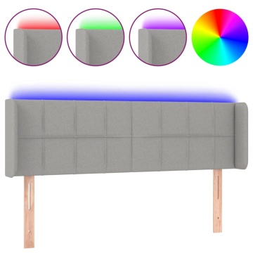 Tăblie de pat cu LED, gri deschis, 147x16x78/88 cm, textil - Img 2