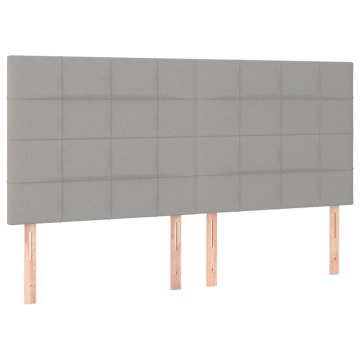 Tăblie de pat cu LED, gri deschis, 160x5x118/128 cm, textil - Img 4