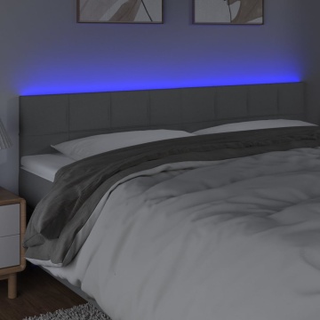 Tăblie de pat cu LED, gri deschis, 160x5x78/88 cm, textil - Img 3