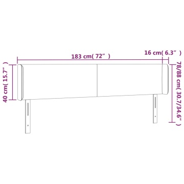 Tăblie de pat cu LED, gri deschis, 183x16x78/88 cm, textil - Img 5