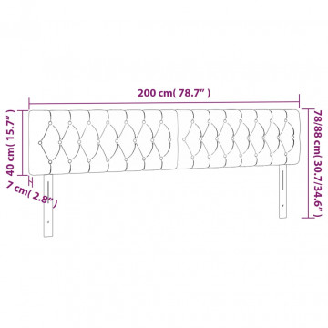 Tăblie de pat cu LED, gri deschis, 200x7x78/88 cm, textil - Img 5