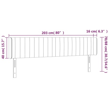 Tăblie de pat cu LED, gri deschis, 203x16x78/88 cm, textil - Img 5