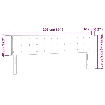 Tăblie de pat cu LED, gri deschis, 203x16x78/88 cm, textil - Img 5
