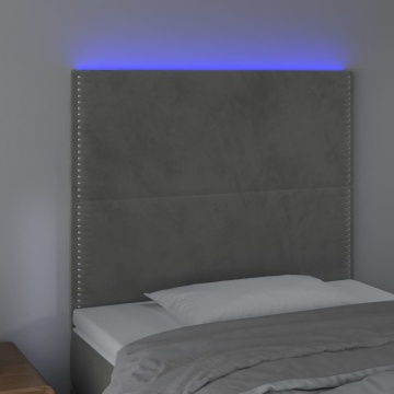 Tăblie de pat cu LED, gri deschis, 80x5x118/128 cm, catifea - Img 3