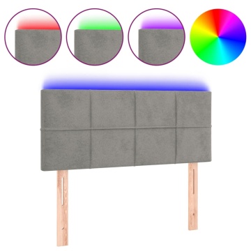 Tăblie de pat cu LED, gri deschis, 80x5x78/88 cm, catifea - Img 2