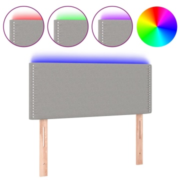Tăblie de pat cu LED, gri deschis, 80x5x78/88 cm, textil - Img 2