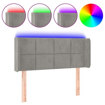 Tăblie de pat cu LED, gri deschis, 83x16x78/88 cm, catifea - Img 2