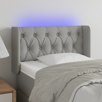 Tăblie de pat cu LED, gri deschis, 83x16x78/88 cm, textil - Img 1