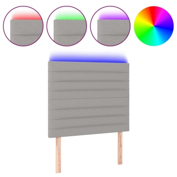 Tăblie de pat cu LED, gri deschis, 90x5x118/128 cm, textil - Img 2