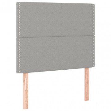 Tăblie de pat cu LED, gri deschis, 90x5x118/128 cm, textil - Img 4
