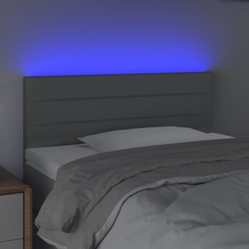 Tăblie de pat cu LED, gri deschis, 90x5x78/88 cm, textil - Img 3