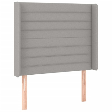 Tăblie de pat cu LED, gri deschis, 93x16x118/128 cm, textil - Img 3
