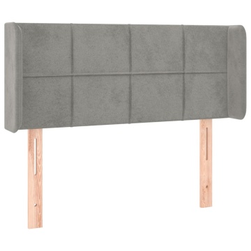 Tăblie de pat cu LED, gri deschis, 93x16x78/88 cm, catifea - Img 3