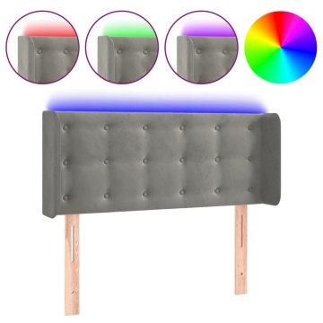 Tăblie de pat cu LED, gri deschis, 93x16x78/88 cm, catifea - Img 2