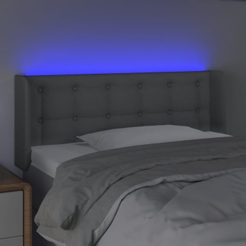 Tăblie de pat cu LED, gri deschis, 93x16x78/88 cm, textil - Img 4