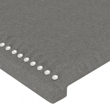 Tăblie de pat cu LED, gri închis, 103x16x118/128 cm, textil - Img 6