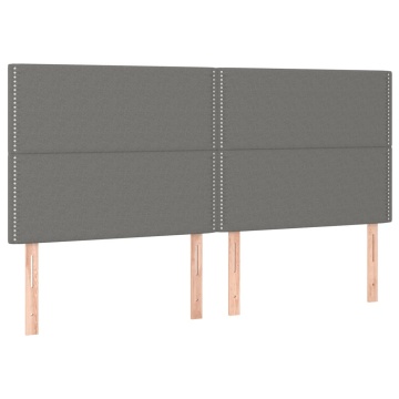 Tăblie de pat cu LED, gri închis, 180x5x118/128 cm, textil - Img 4