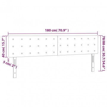 Tăblie de pat cu LED, gri închis, 180x5x78/88 cm, textil - Img 5