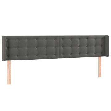 Tăblie de pat cu LED gri închis 183x16x78/88 cm catifea - Img 3