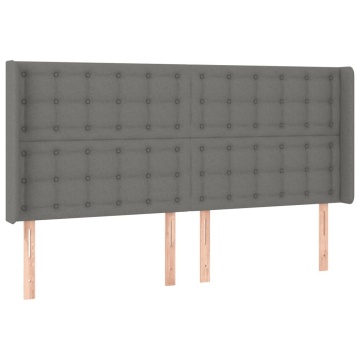 Tăblie de pat cu LED, gri închis, 203x16x118/128 cm, textil - Img 3