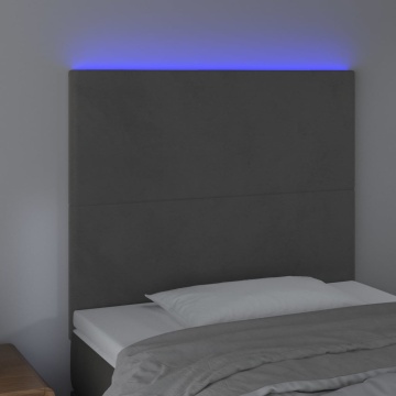 Tăblie de pat cu LED, gri închis, 80x5x118/128 cm, catifea - Img 3