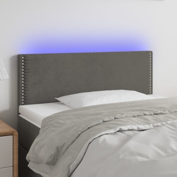 Tăblie de pat cu LED, gri închis, 80x5x78/88 cm, catifea - Img 1