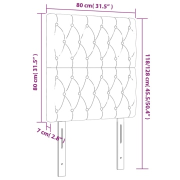 Tăblie de pat cu LED, gri închis, 80x7x118/128 cm, catifea - Img 5