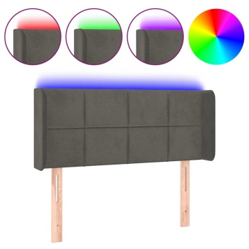 Tăblie de pat cu LED, gri închis, 83x16x78/88 cm, catifea - Img 2