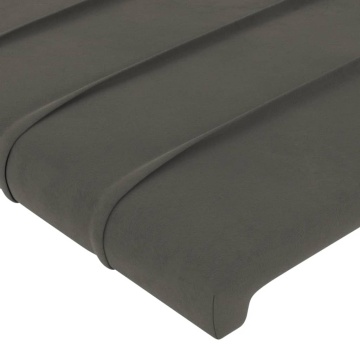 Tăblie de pat cu LED, gri închis, 90x5x118/128 cm, catifea - Img 6