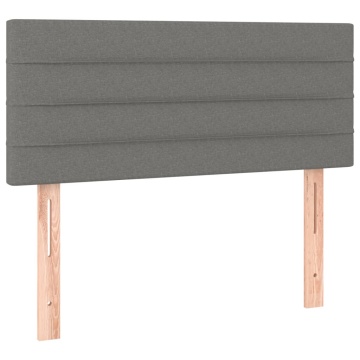 Tăblie de pat cu LED, gri închis, 90x5x78/88 cm, textil - Img 4