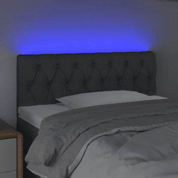 Tăblie de pat cu LED, gri închis, 90x7x78/88 cm, textil - Img 3