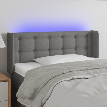 Tăblie de pat cu LED, gri închis, 93x16x78/88 cm, textil - Img 1