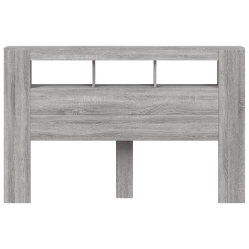 Tăblie de pat cu LED, gri sonoma, 160x18,5x103,5 cm, lemn - Img 5