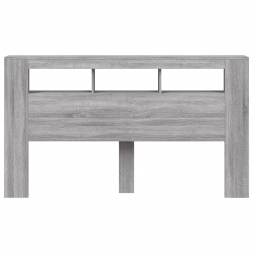Tăblie de pat cu LED, gri sonoma, 160x18,5x103,5 cm, lemn - Img 5