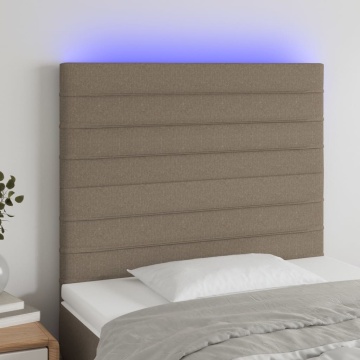 Tăblie de pat cu LED, gri taupe, 100x5x118/128 cm, textil - Img 1