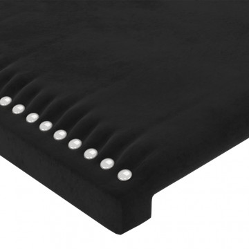 Tăblie de pat cu LED, negru, 100x5x118/128 cm, catifea - Img 6