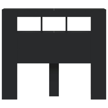 Tăblie de pat cu LED, negru, 120x18,5x103,5 cm, lemn - Img 5