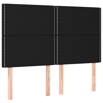 Tăblie de pat cu LED, negru, 144x5x118/128 cm, textil - Img 4