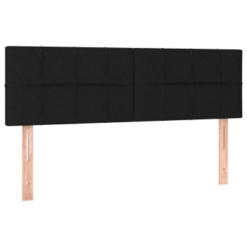 Tăblie de pat cu LED, negru, 144x5x78/88 cm, textil - Img 4