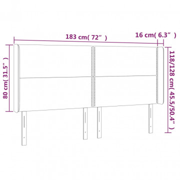 Tăblie de pat cu LED, negru, 183x16x118/128 cm, piele ecologică - Img 5