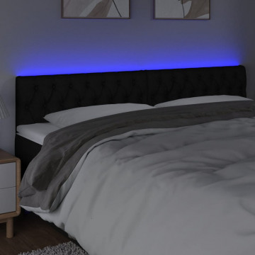 Tăblie de pat cu LED, negru, 200x7x78/88 cm, textil - Img 3
