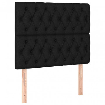 Tăblie de pat cu LED, negru, 90x7x118/128 cm, textil - Img 4