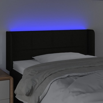 Tăblie de pat cu LED, negru, 93x16x78/88 cm, textil - Img 4