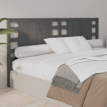 Tăblie de pat, gri, 146x4x100 cm, lemn masiv de pin - Img 6