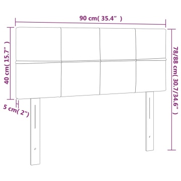 Tăblie de pat, gri deschis, 90x5x78/88 cm, catifea - Img 7