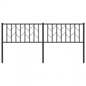 Tăblie de pat metalică, negru, 180 cm - Img 4