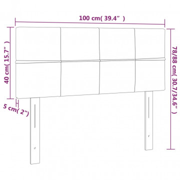Tăblie de pat, negru, 100x5x78/88 cm, textil - Img 7