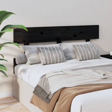 Tăblie de pat, negru, 124x3x81 cm, lemn masiv de pin - Img 4