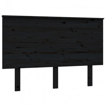 Tăblie de pat, negru, 124x6x82,5 cm, lemn masiv de pin - Img 2