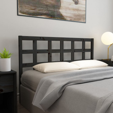 Tăblie de pat, negru, 165,5x4x100 cm, lemn masiv de pin - Img 1